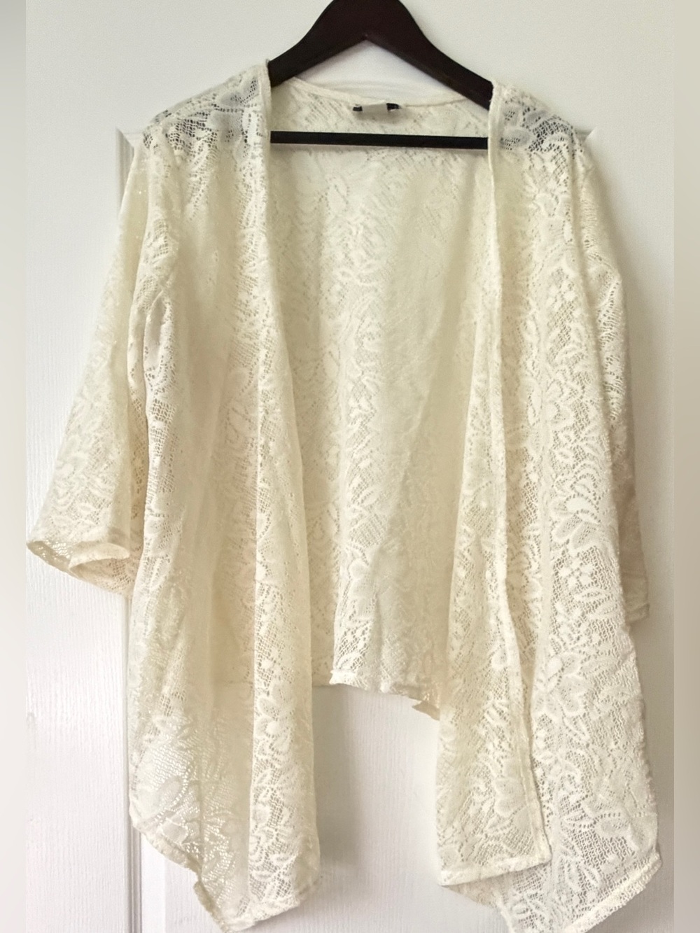 Vintage Inspired Alisa M Collections Ivory Lace Duster Cardigan Boho Open Front